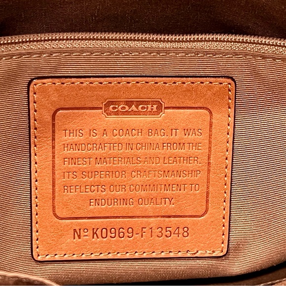 COACH - LIKE NEW!! Signature Monogram Brown/Khaki & Yellow Stripe Tote Bag - Picture 5 of 10